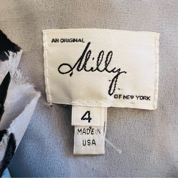 MILLY Silk Long Sleeve Ruffle Mini Dress in Leopard Print Size 4 - Picture 11 of 12